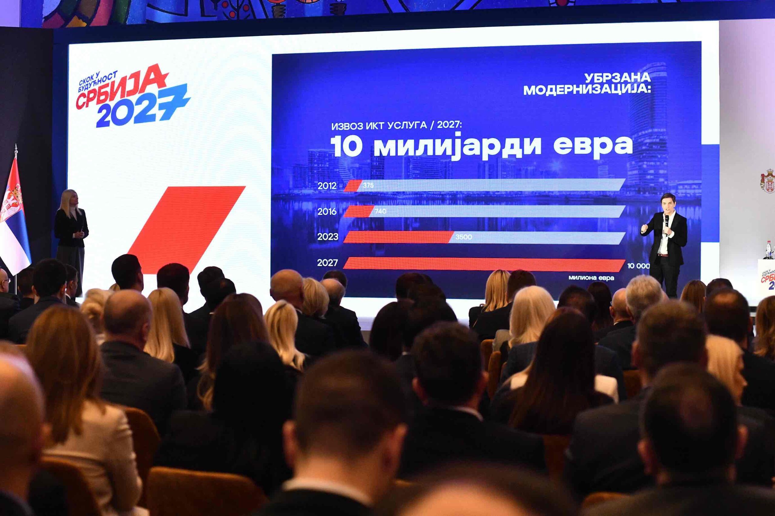 Predsednik Srbije Aleksandar Vucic predstavio je program 'Skok u buducnost - Srbija EXPO 2027' za period od 2024. do 2027. godine, danas u Palati Srbija.