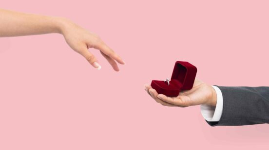 Engagement proposal hands with man woman