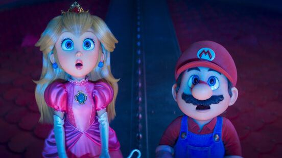 L to R: Princess Peach and Mario in Nintendo and Illumination’s THE SUPER MARIO GALAXY MOVIE, directed by Aaron Horvath and Michael Jelenic.