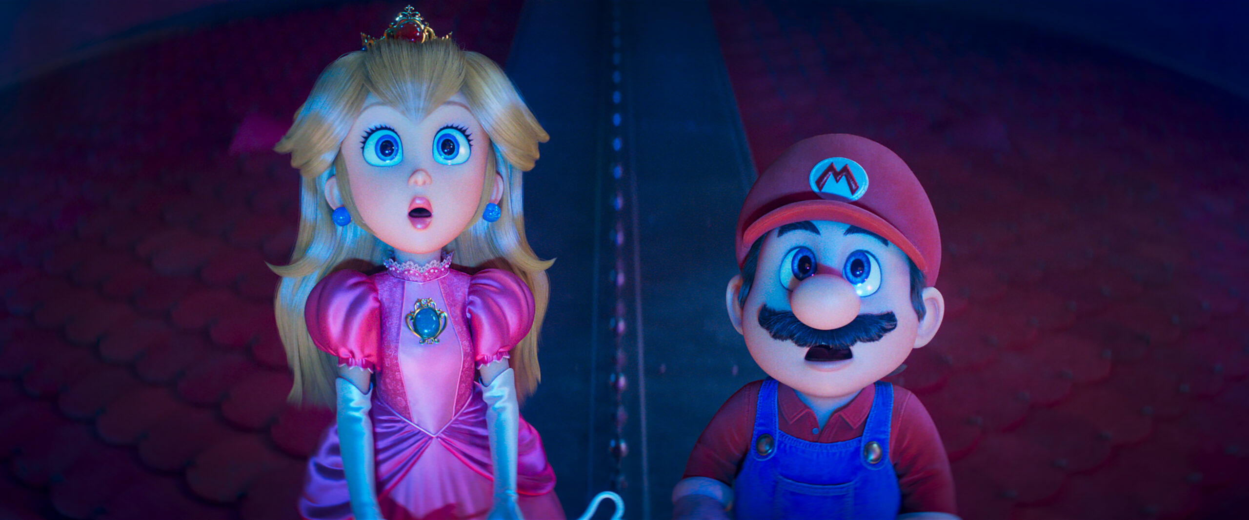L to R: Princess Peach and Mario in Nintendo and Illumination’s THE SUPER MARIO GALAXY MOVIE, directed by Aaron Horvath and Michael Jelenic.