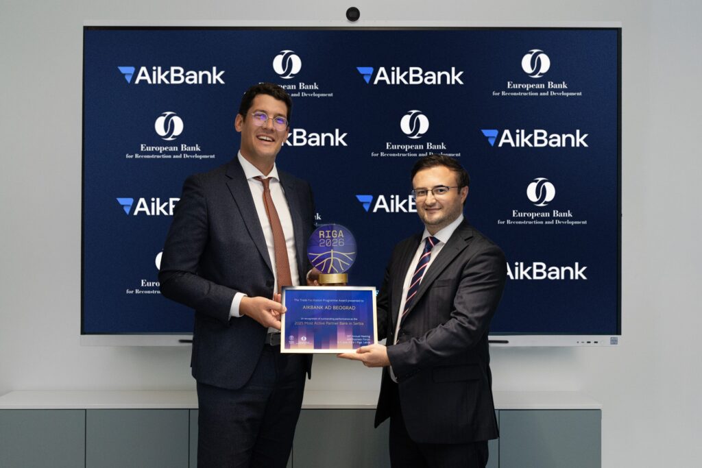 AikBank osvojila EBRD priznanje za najaktivniju partnersku banku u Srbiji