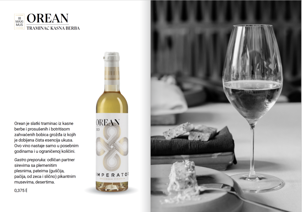 Kruna fruškogorskog teroara: Organsko slatko vino Orean vinarije Imperator osvojilo Balkan i Hrvatsku