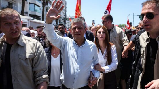 FILE - Deposed leader of Turkey's main opposition Republican People's Party (CHP) Ozgur Ozel arrives for a rally in Izmir, Turkey, Tuesday, May 26, 2026. (AP Photo/Erdem Sahin, File)