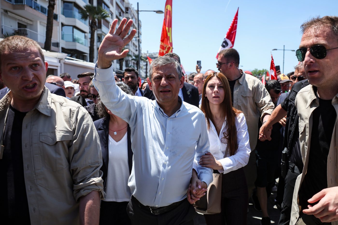 FILE - Deposed leader of Turkey's main opposition Republican People's Party (CHP) Ozgur Ozel arrives for a rally in Izmir, Turkey, Tuesday, May 26, 2026. (AP Photo/Erdem Sahin, File)