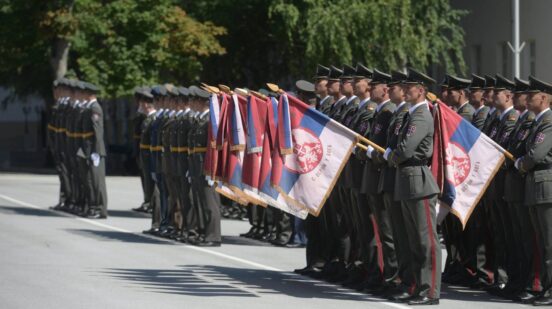 Beograd, 24.07.2026. - Generalna proba svecanosti na kojoj ce kadeti zavrsnih godina Vojne akademije i Medicinskog fakulteta VMA biti promovisani u najmladje oficire Vojske Srbije odrzana je danas u kasarni