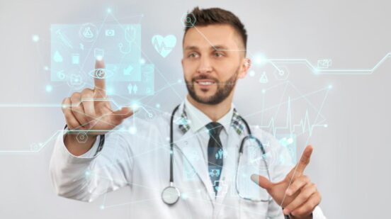 Doctor using IT AI technology