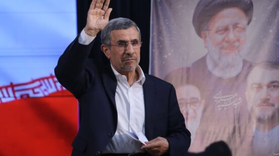 Former Iranian president Mahmoud Ahmadinejad leaves a press conference after registering his candidacy for Iran's upcoming presidential election in Tehran on June 2, 2024. The hardline former president, 67, held the post for two consecutive terms from 2005 to 2013, with his tenure marked by incendiary remarks on Israel and standoffs with the West, especially over Iran's nuclear program. Like all presidential hopefuls, his bid is pending the approval of the Guardian Council, a conservative-dominated 12-strong body of jurists that vets all candidates for public office.//MIDDLEEASTIMAGES_MEI-IRN-RF-FIPMA-20240602-066/Credit:Rouzbeh Fouladi/MEI/SIPA/2605210114,Image: 1102053448, License: Rights-managed, Restrictions: , Model Release: no , Credit line: Rouzbeh Fouladi/MEI / Sipa Press / Profimedia